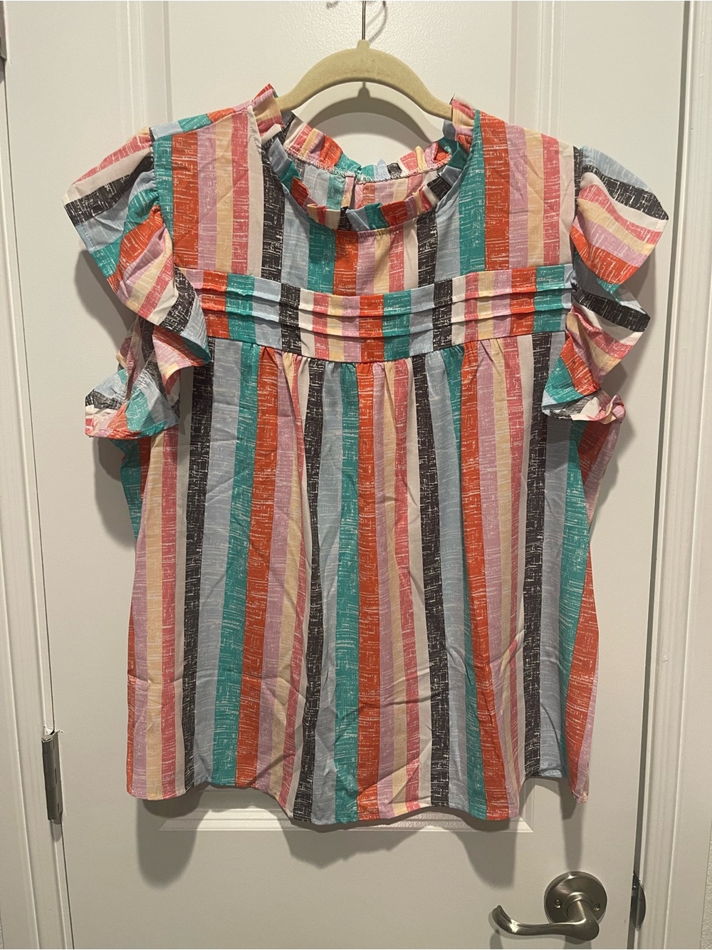 Striped Ruffle Top - Colorful Stripe - Picture 2 of 4